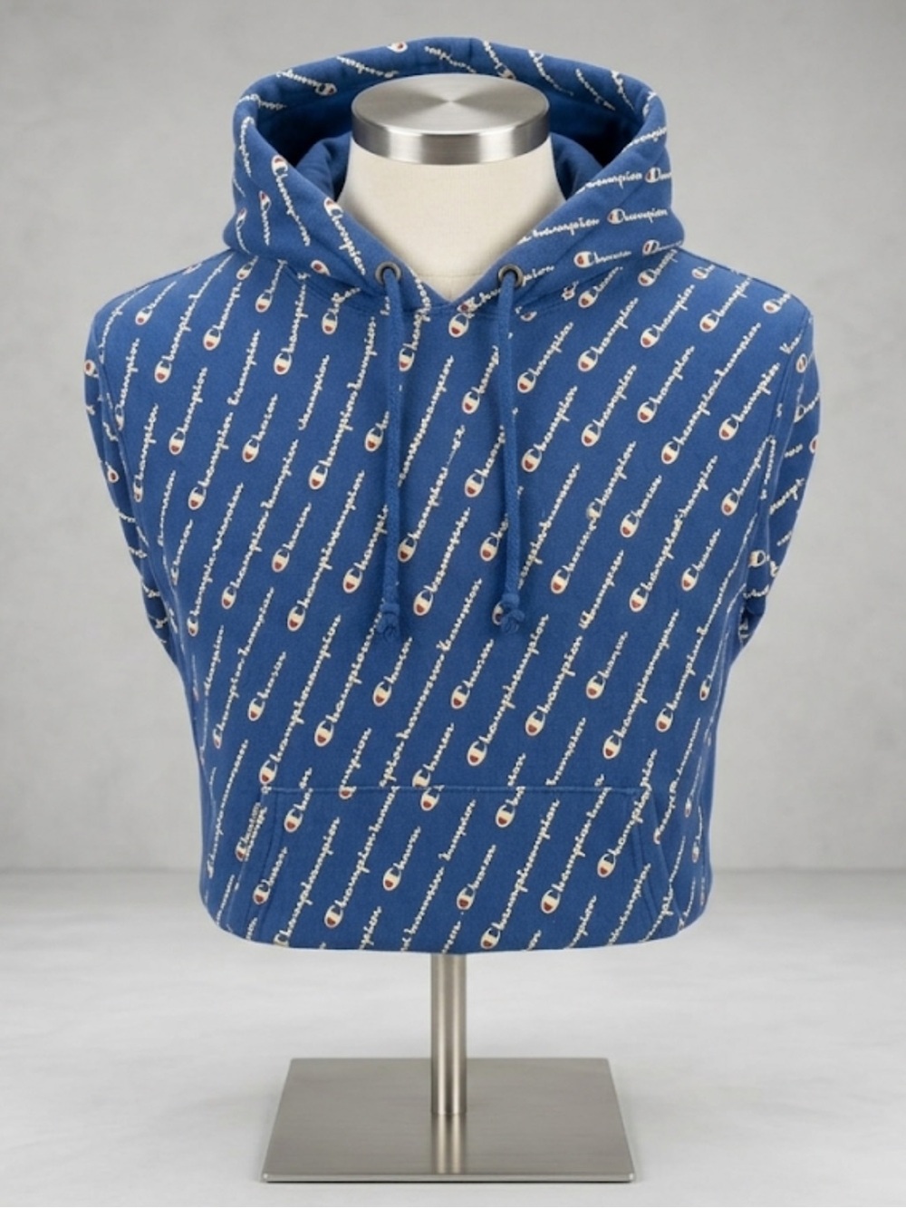 Champion Reverse Weave Blue All Over Script Logo Hoodie XL